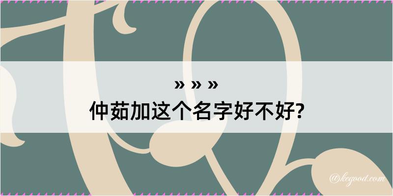 仲茹加这个名字好不好?