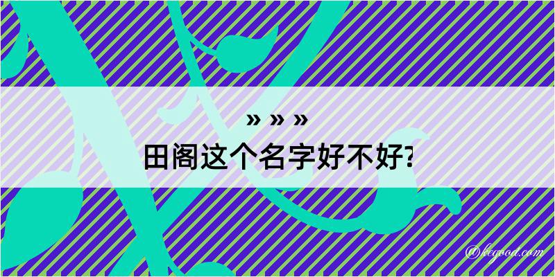 田阁这个名字好不好?