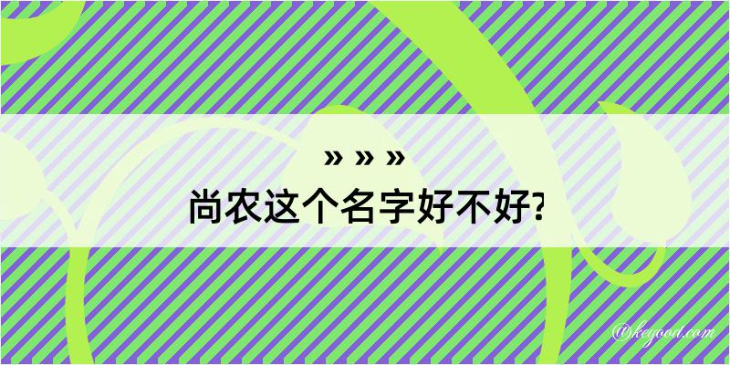 尚农这个名字好不好?