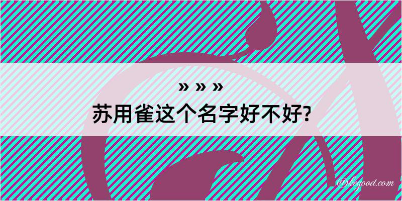 苏用雀这个名字好不好?