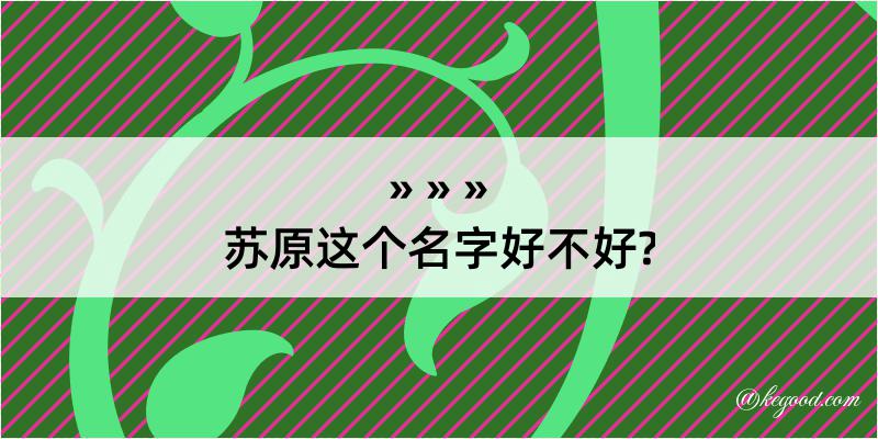 苏原这个名字好不好?