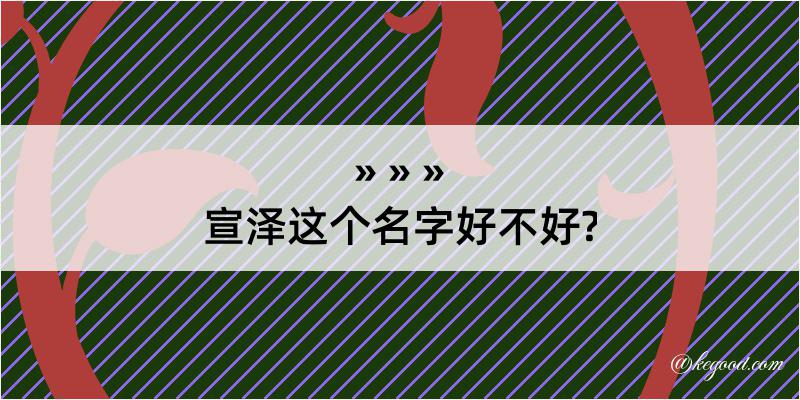 宣泽这个名字好不好?