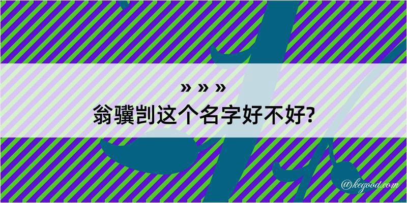 翁骥剀这个名字好不好?