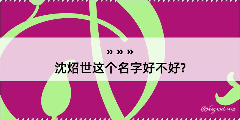 沈炤世这个名字好不好?