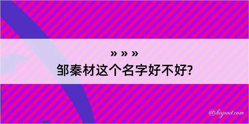 邹秦材这个名字好不好?