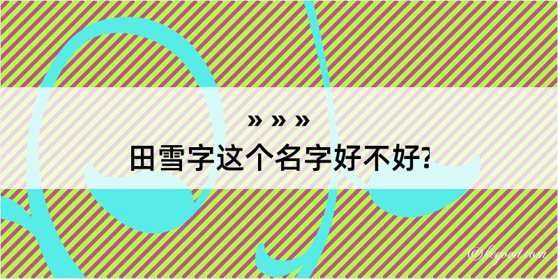 田雪字这个名字好不好?