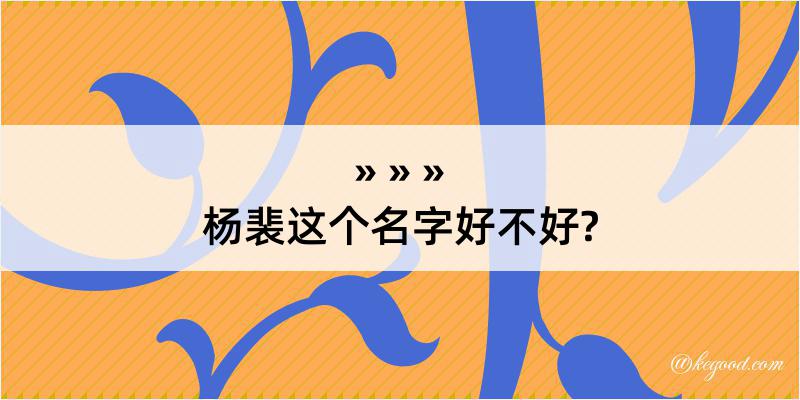 杨裴这个名字好不好?