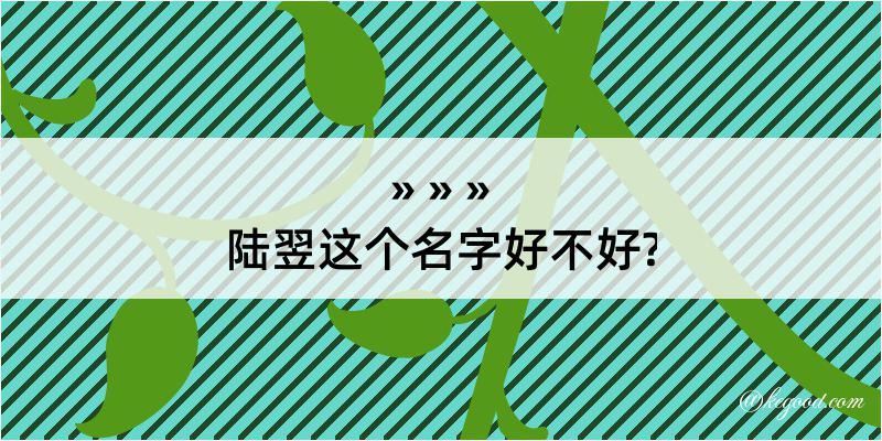 陆翌这个名字好不好?