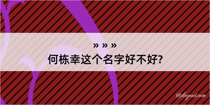 何栋幸这个名字好不好?