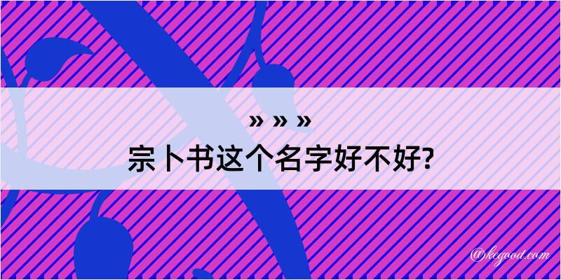 宗卜书这个名字好不好?