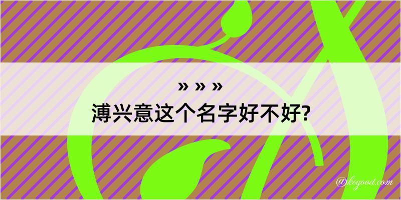 溥兴意这个名字好不好?