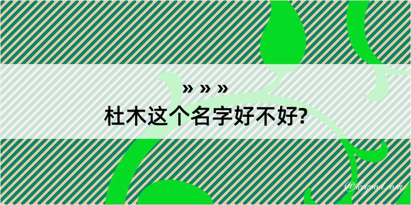 杜木这个名字好不好?