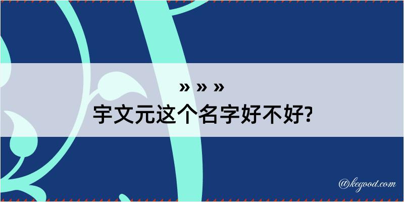 宇文元这个名字好不好?