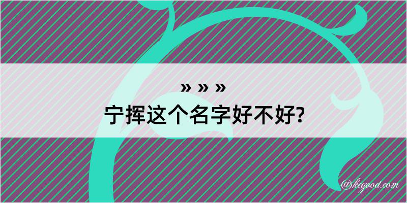 宁挥这个名字好不好?