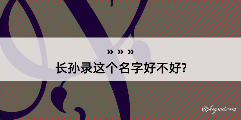 长孙录这个名字好不好?