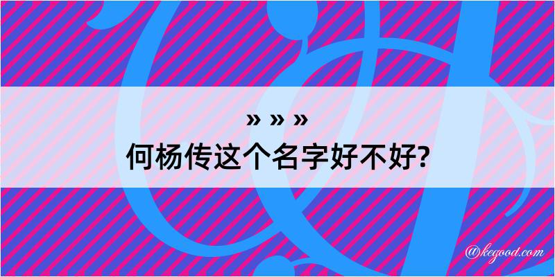 何杨传这个名字好不好?