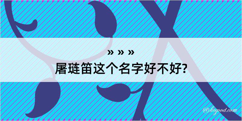 屠琏笛这个名字好不好?