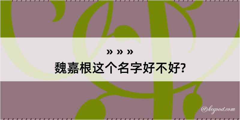 魏嘉根这个名字好不好?