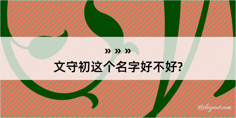 文守初这个名字好不好?