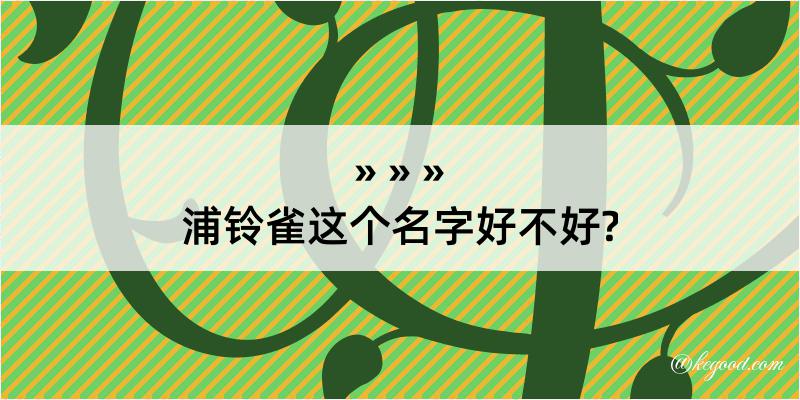 浦铃雀这个名字好不好?