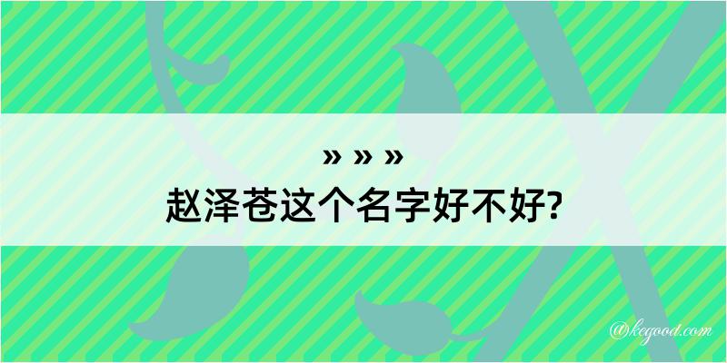 赵泽苍这个名字好不好?