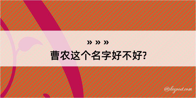 曹农这个名字好不好?