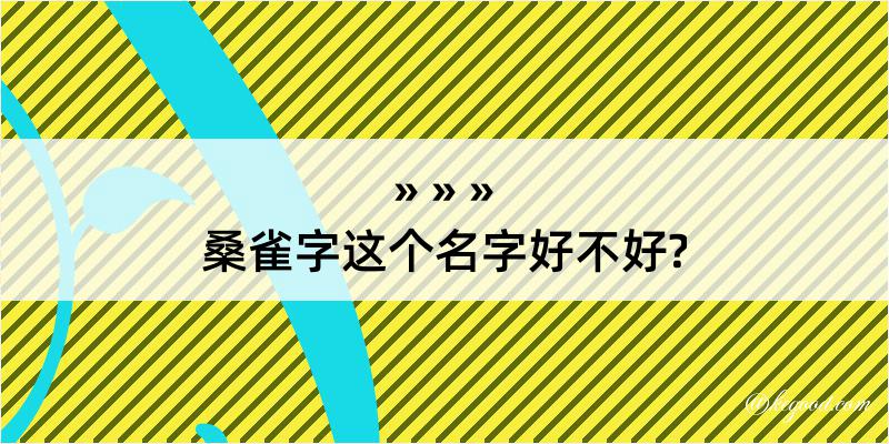 桑雀字这个名字好不好?