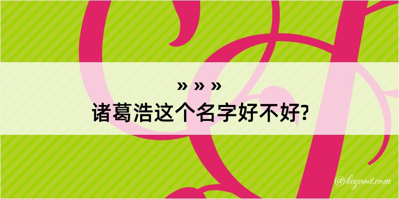 诸葛浩这个名字好不好?