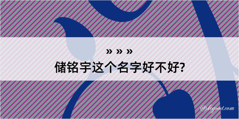 储铭宇这个名字好不好?