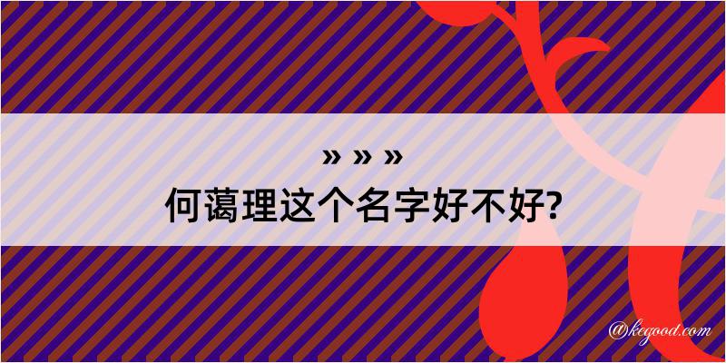 何蔼理这个名字好不好?