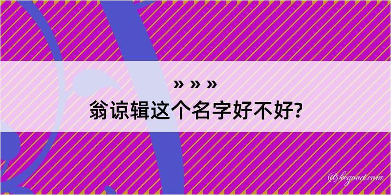 翁谅辑这个名字好不好?