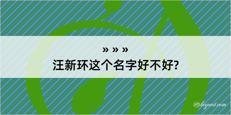 汪新环这个名字好不好?