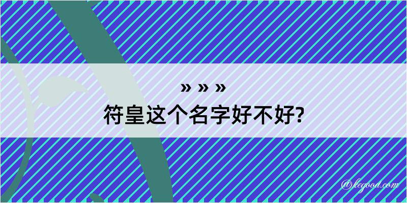 符皇这个名字好不好?