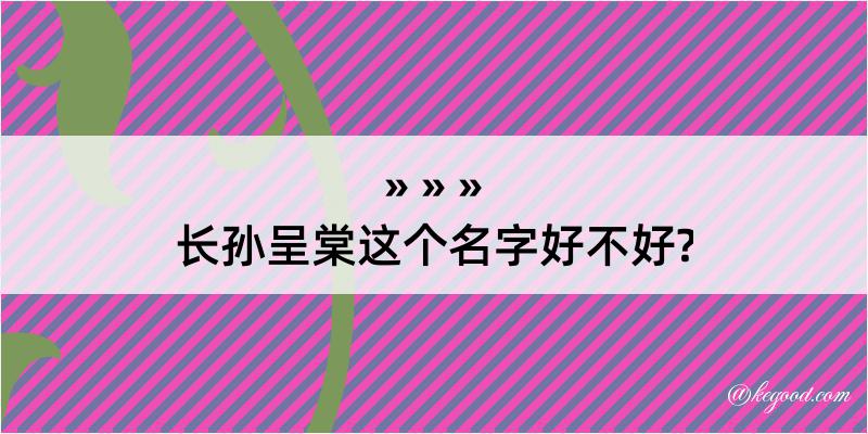 长孙呈棠这个名字好不好?