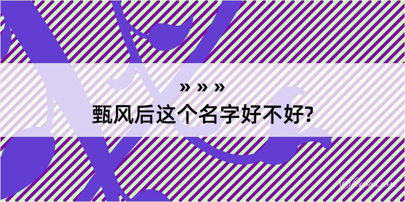 甄风后这个名字好不好?