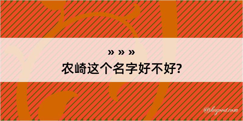 农崎这个名字好不好?