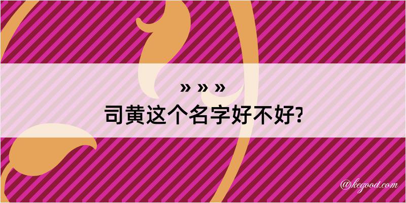 司黄这个名字好不好?