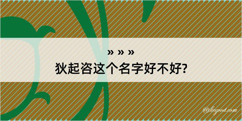 狄起咨这个名字好不好?