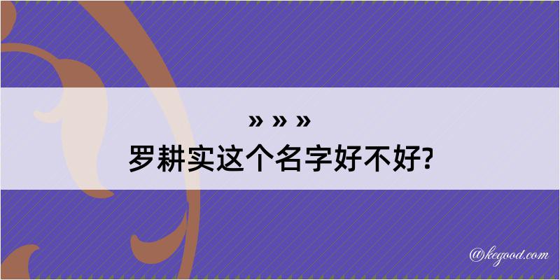 罗耕实这个名字好不好?