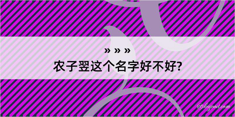 农子翌这个名字好不好?