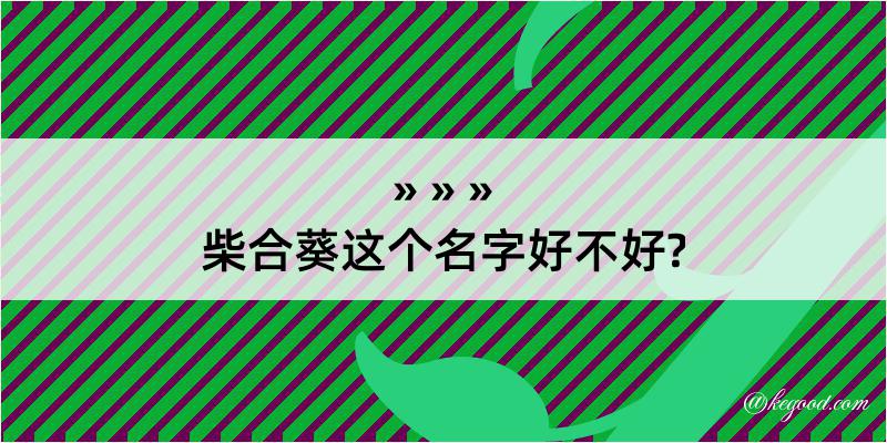 柴合葵这个名字好不好?