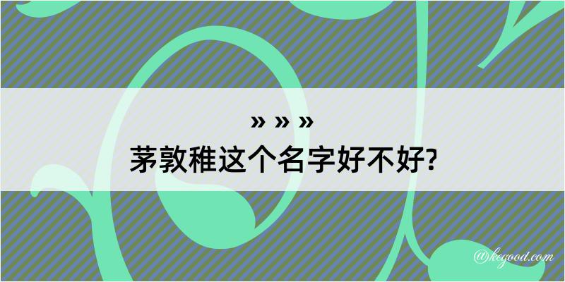 茅敦稚这个名字好不好?