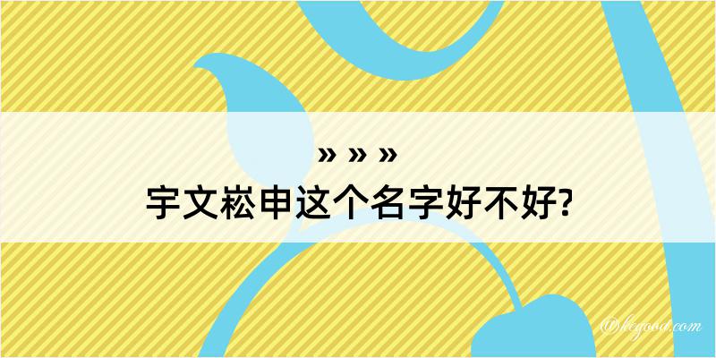 宇文崧申这个名字好不好?