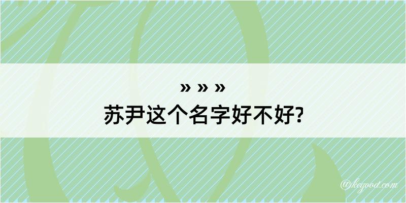 苏尹这个名字好不好?