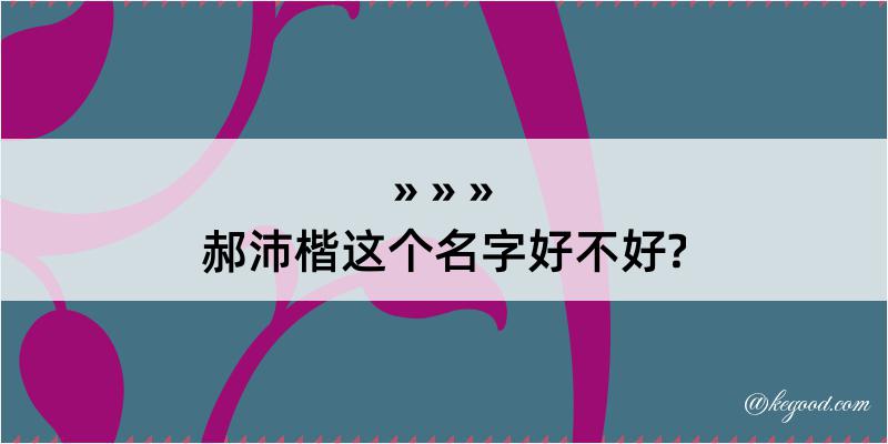 郝沛楷这个名字好不好?