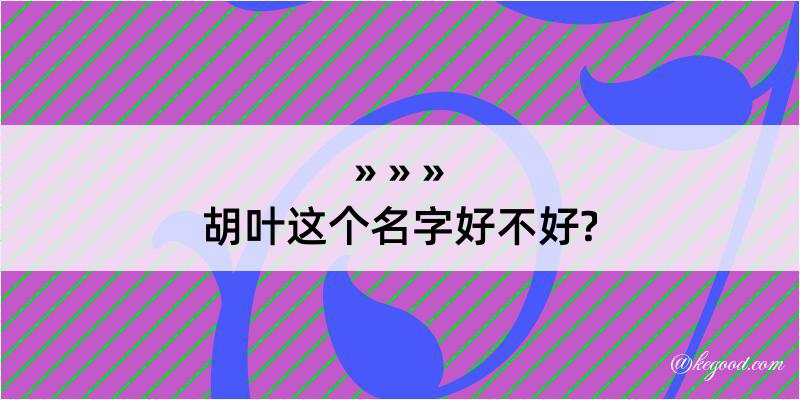 胡叶这个名字好不好?