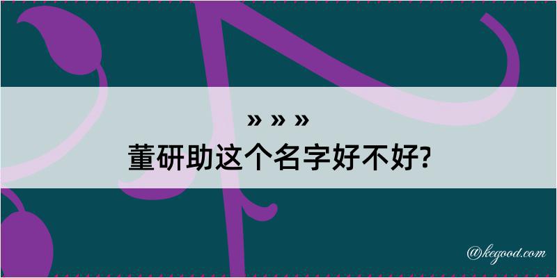 董研助这个名字好不好?