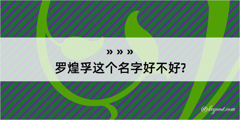 罗煌孚这个名字好不好?