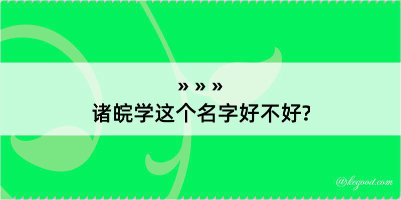 诸皖学这个名字好不好?