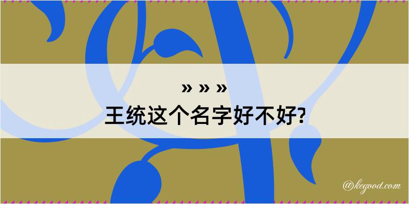 王统这个名字好不好?